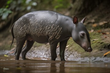 Tapir large herbivorous mammals. Generative AI