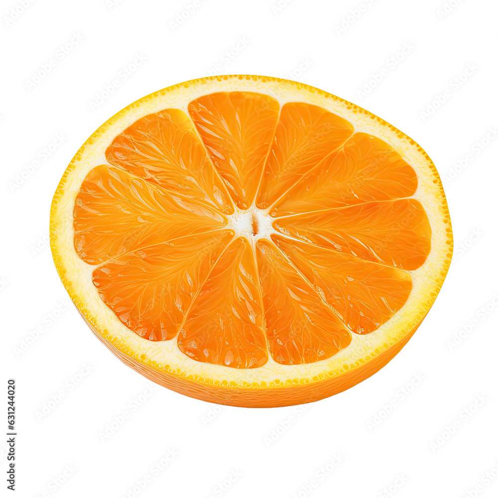 Poster tangerine slice on transparent backround, with a clipping path.