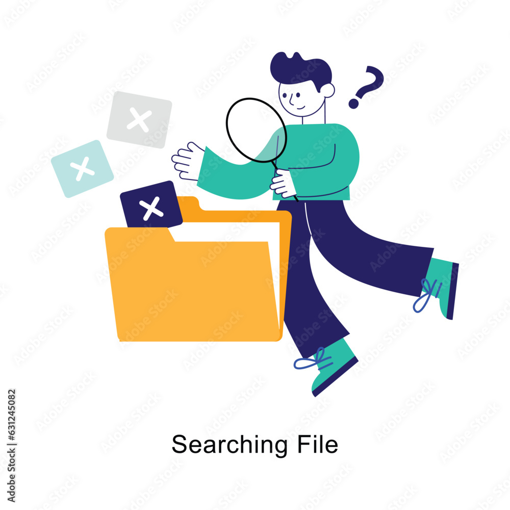 Aufkleber searching file abstract concept vector in a flat style stock illustration