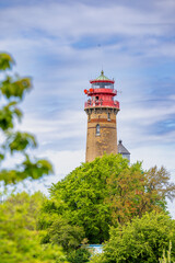 Fototapeta na wymiar Kap Arkona mit seinen Kreifelsen und de Leuchturm sowie den Peilturm auf der Insel Rügen