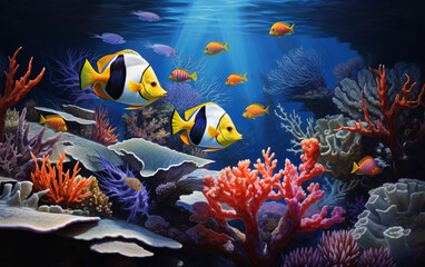 Obraz na płótnie Canvas Vibrant Underwater World: Beautiful Marine Life