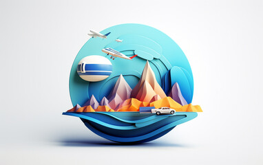 Worlds in Motion: 3D Travel Agency Logo Design