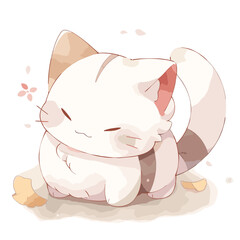 Obraz premium anime cat on the floor