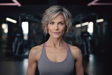 Fototapeta premium Woman in Gym. Athletic, active and ready to train.