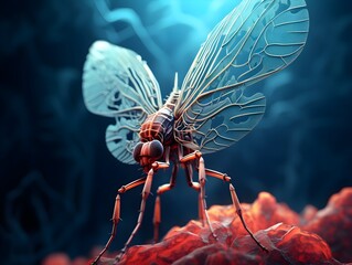 Makrozauber: Fliege im Fokus - obrazy, fototapety, plakaty