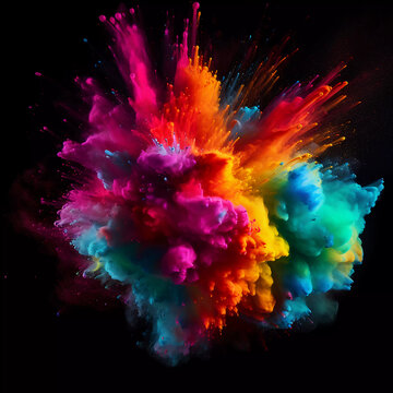 explosion of a colorful powder. ai generated © Johannes