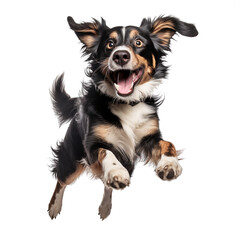 Happy dog jumping on transparent background
