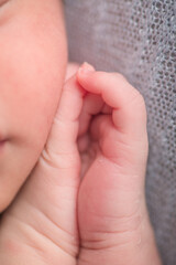 Newborn baby details macro photography toes fingers head lips ears