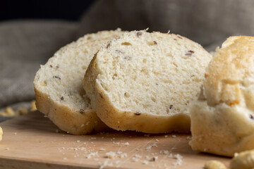 Sliced wheat loaf of fresh bread