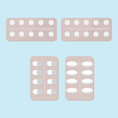 Pack of ten tablets of different shapes on a blue background