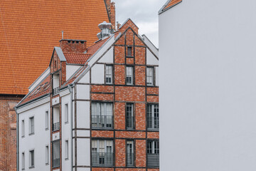 architecture of new townhouses in half-timbered style 