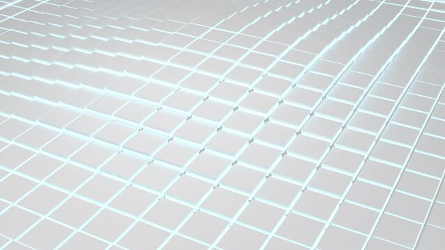 Beautiful square tiles wave pattern animated digital background. Clean white mood. Motion design seamless pattern.