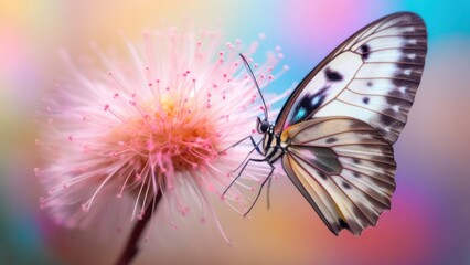 Obraz na płótnie Canvas macro Photo of Dragontail Butterfly on single pastel flower