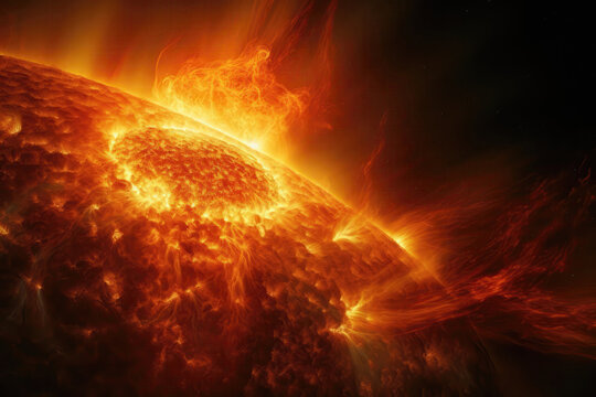 The Fiery And Dynamic Activity On The Surface Of The Sun, With Solar Flares And Prominences. Generative AI - Powered by Adobe
