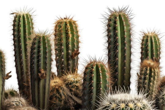 Totem Pole Cactus Lophocereus Schottii Monstrosus On White Background. Generative AI