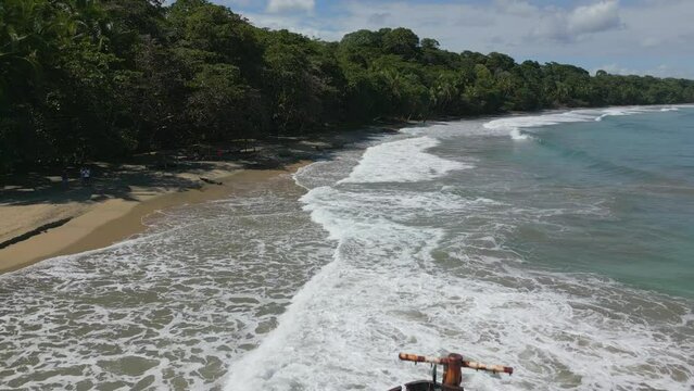 Aerial drone video of a shipwreck in Manzanillo, Costa Rica