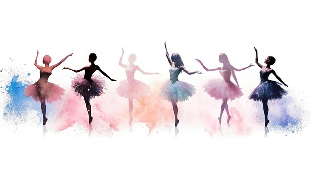  a group of ballerinas in colorful tutu skirts.  generative ai