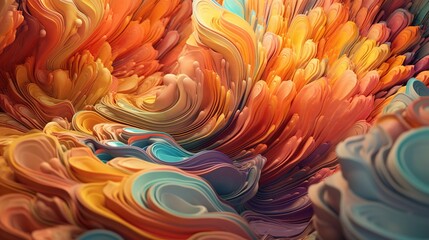  an abstract painting of multicolored waves and curves of paint.  generative ai