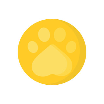 Gold Game Coin. Coin Icon. Gold Medal. Coin With The Paw. Gold Paw. Paw Print. 