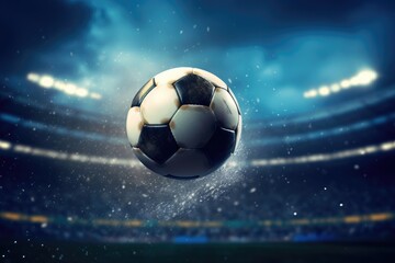 Fototapeta premium a soccer ball flies and leaves a trail