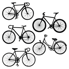Black Bicycle or Cycle Silhouettes Vector Illustration Pack