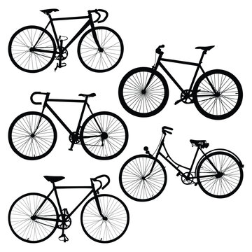 Black Bicycle or Cycle Silhouettes Vector Illustration Pack