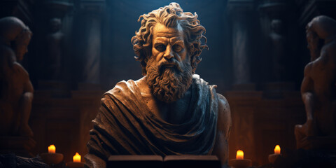 Bust of Greek philosopher Socrates. Generative AI - obrazy, fototapety, plakaty