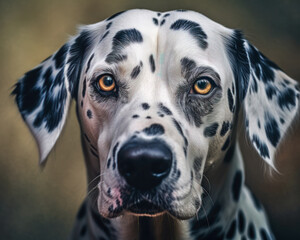 A Friendly Snout: A Close-up of a Dalmatian Dog with a Spotted Nose AI Generative