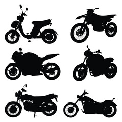 Naklejka premium Motorcycle or Modern Bike Silhouettes Vector Illustration