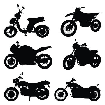 Motorcycle or Modern Bike Silhouettes Vector Illustration