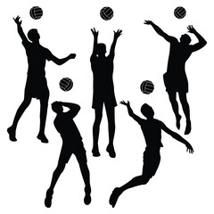 Male volleyball Player Silhouettes Vector Illustration