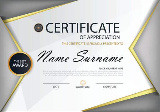Free vector elegant grey horizontal certificate template