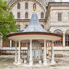 Ablution fountain at the Courtyard of Nusretiye imperial Ottoman Mosque, located in Tophane...