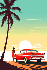 Illustration of a beautiful view of the island of Cuba