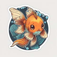 Exquisite Koi Fish Sticker Captivating Aquatic Beauty in Vibrant Colors Generative AI