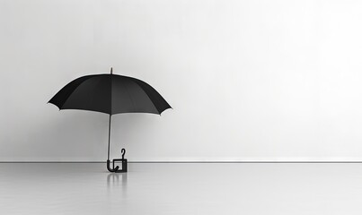  a black umbrella with a black handle and a black bag.  generative ai
