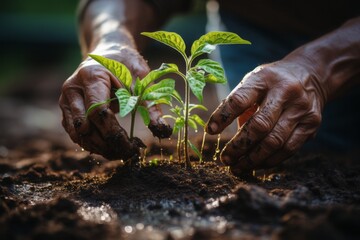 A farmer's expert hand inspects soil quality before sowing the seeds of life, echoing business acumen and environmental stewardship