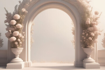 3 d illustration of abstract background with flowers. beautiful interior design.