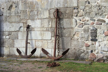 anchor on a wooden background