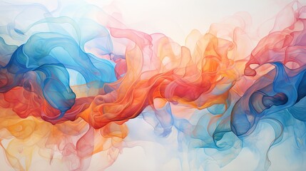  a colorful smoke is in the air on a white background.  generative ai