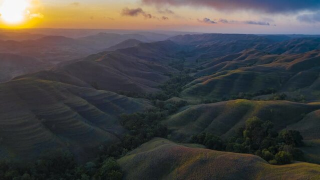 Nature's masterpiece sunset above Bukit Ndapayami, East Sumba, Indonesia