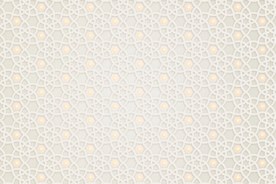 Islamic geometric pattern background. Realistic paper style