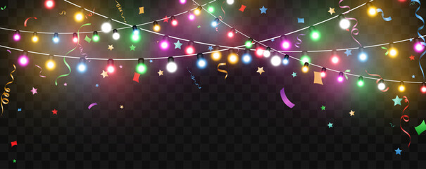 Vector illustration of a light garland on a transparent background.	
