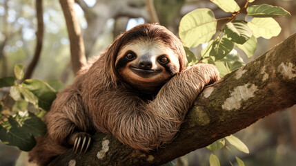 Fototapeta premium He crafted a photorealistic image of a sloth with careful attention to detail.