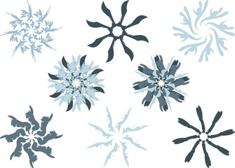 set of snowflakes on white