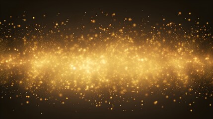 Abstract shiny luxury gold light wave design element with glitter effect on dark background. Generative AI
