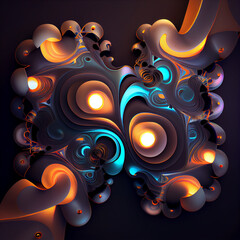 Abstract background of rounded elements with luminous edges. AI generated.