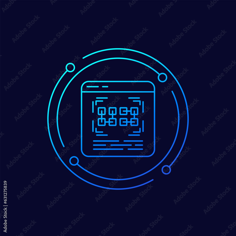 Sticker pattern recognition software icon, linear design