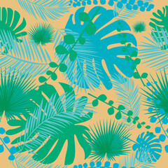 Fototapeta na wymiar seamless pattern of tropical leaves. vector graphics. for backgrounds or prints.