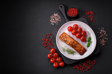 Delicious fresh grilled red fish with salt, spices and herbs